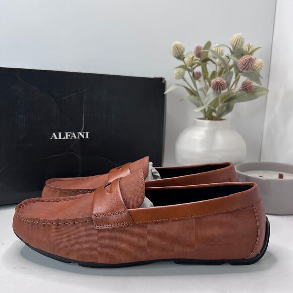 Alfani Iker Penny Driving Loafers Tan Slip On Shoes 100120994 Men's US 9.5 M NWB - Picture 1 of 10
